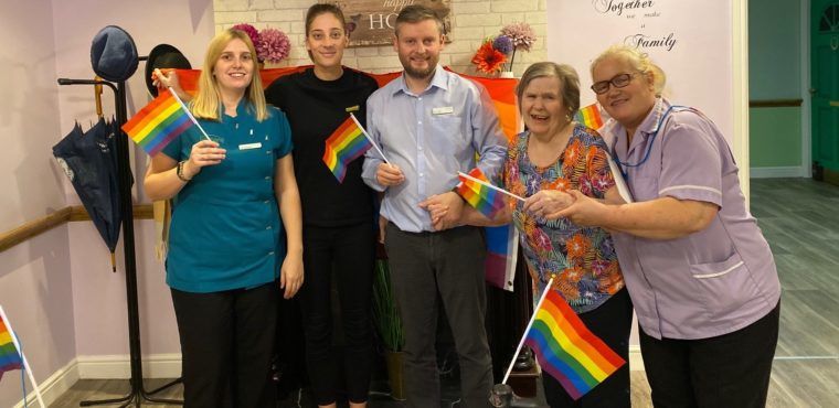  Indoor rainbows at care home’s Coming Out Day party 