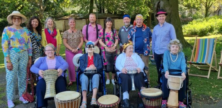  Band of elderly drummers entertain at Ripon Theatre Festival 
