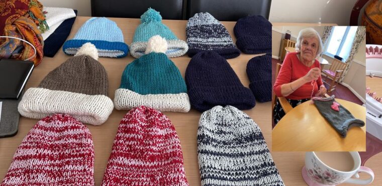  Beanies for Ukraine made by Teesside care home residents 