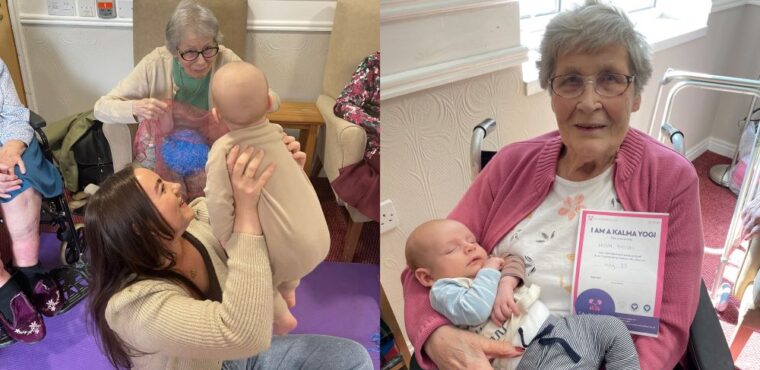  Babies and elderly take part in care home yoga class 